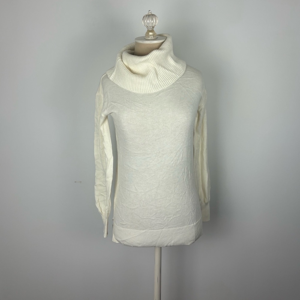 LOFT Turtleneck Sweater Ivory Long Sleeve Pullover Petites XXS